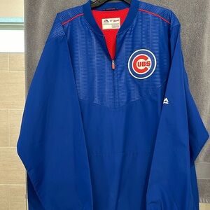 Majestic on-field windbreaker, Chicago Cubs ballpark operations issue, size XL.